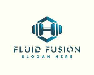 Dumbbell Hexagon Letter H logo design