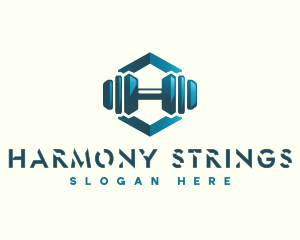 Dumbbell Hexagon Letter H logo design