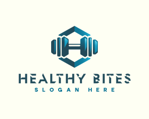 Dumbbell Hexagon Letter H logo design