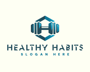 Dumbbell Hexagon Letter H logo design