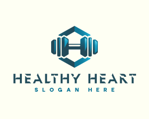 Dumbbell Hexagon Letter H logo design