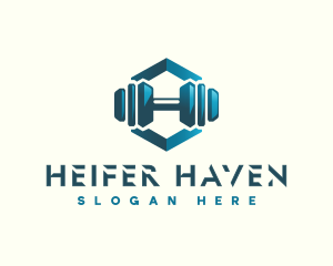 Dumbbell Hexagon Letter H logo design