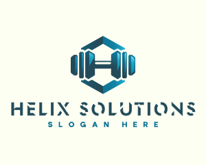 Dumbbell Hexagon Letter H logo design