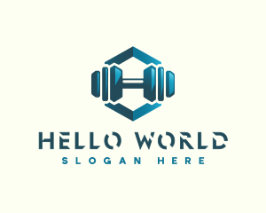 Dumbbell Hexagon Letter H logo design