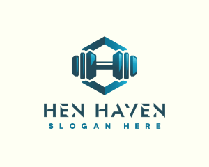 Dumbbell Hexagon Letter H logo design