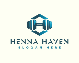 Dumbbell Hexagon Letter H logo design