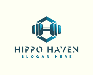 Dumbbell Hexagon Letter H logo design