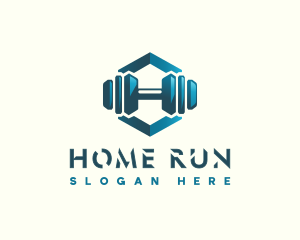 Dumbbell Hexagon Letter H logo design