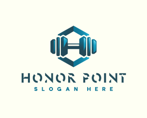 Dumbbell Hexagon Letter H logo design