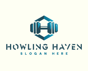 Dumbbell Hexagon Letter H logo design