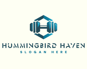 Dumbbell Hexagon Letter H logo design