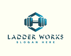 Dumbbell Hexagon Letter H logo design