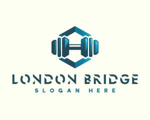 Dumbbell Hexagon Letter H logo design