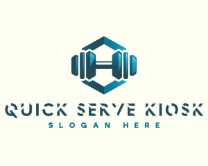 Dumbbell Hexagon Letter H logo design