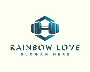 Dumbbell Hexagon Letter H logo design