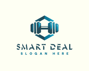 Dumbbell Hexagon Letter H logo design