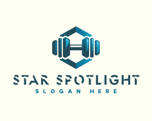 Dumbbell Hexagon Letter H logo design