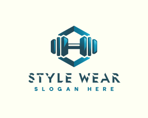 Dumbbell Hexagon Letter H logo design