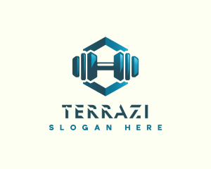 Dumbbell Hexagon Letter H logo design