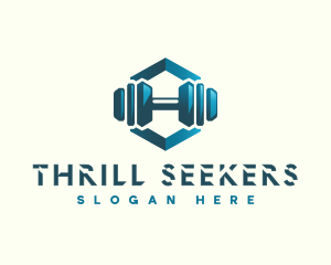 Dumbbell Hexagon Letter H logo design