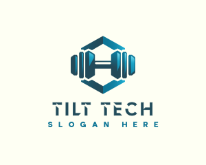 Dumbbell Hexagon Letter H logo design