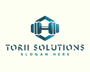 Dumbbell Hexagon Letter H logo design