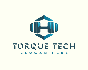 Dumbbell Hexagon Letter H logo design