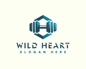 Dumbbell Hexagon Letter H logo design