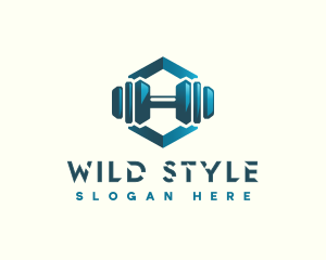 Dumbbell Hexagon Letter H logo design