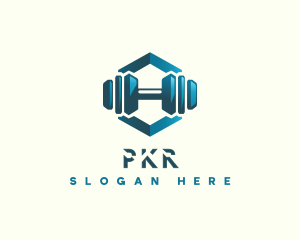 Dumbbell Hexagon Letter H logo design