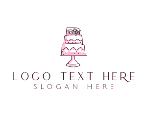 Wedding Cake - Floral Cake Baking logo design