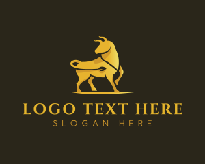 Golden - Gold Bull Animal logo design