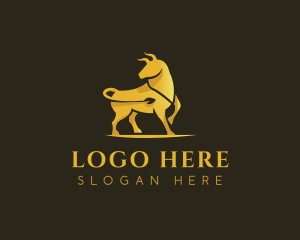 Cow - Gold Bull Animal logo design
