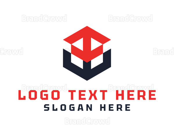 Geometric Arrow Cube Logo