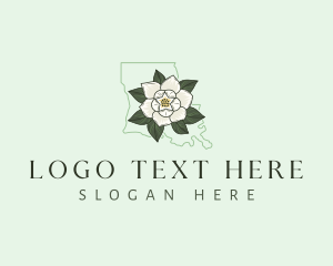 Map - Magnolia Flower Louisiana logo design