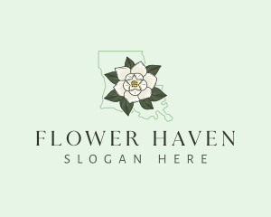 Magnolia Flower Louisiana logo design