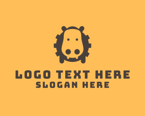 Industrial - Tech Hippopotamus Gear logo design