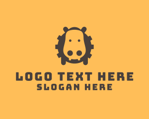 Cute - Tech Hippopotamus Gear logo design