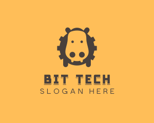 Tech Hippopotamus Gear logo design