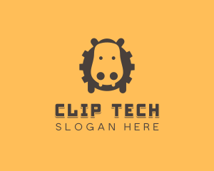 Tech Hippopotamus Gear logo design