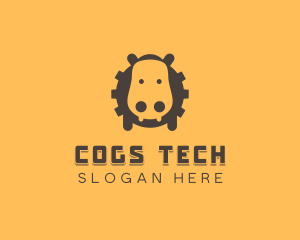 Tech Hippopotamus Gear logo design