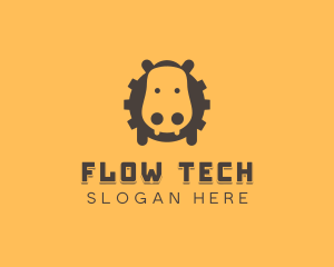 Tech Hippopotamus Gear logo design