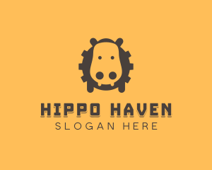 Hippo - Tech Hippopotamus Gear logo design