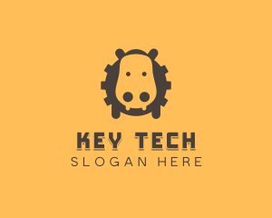 Tech Hippopotamus Gear logo design