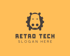 Tech Hippopotamus Gear logo design