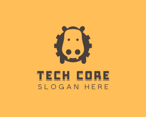 Tech Hippopotamus Gear logo design