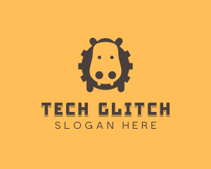 Tech Hippopotamus Gear logo design