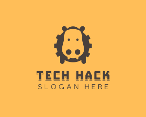 Tech Hippopotamus Gear logo design