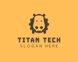 Tech Hippopotamus Gear logo design