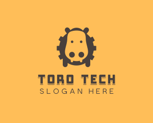 Tech Hippopotamus Gear logo design